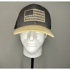 Columbia Trucker Hat Trees USA Flag Patch Front Size M/L Flex Fit Baseball Cap